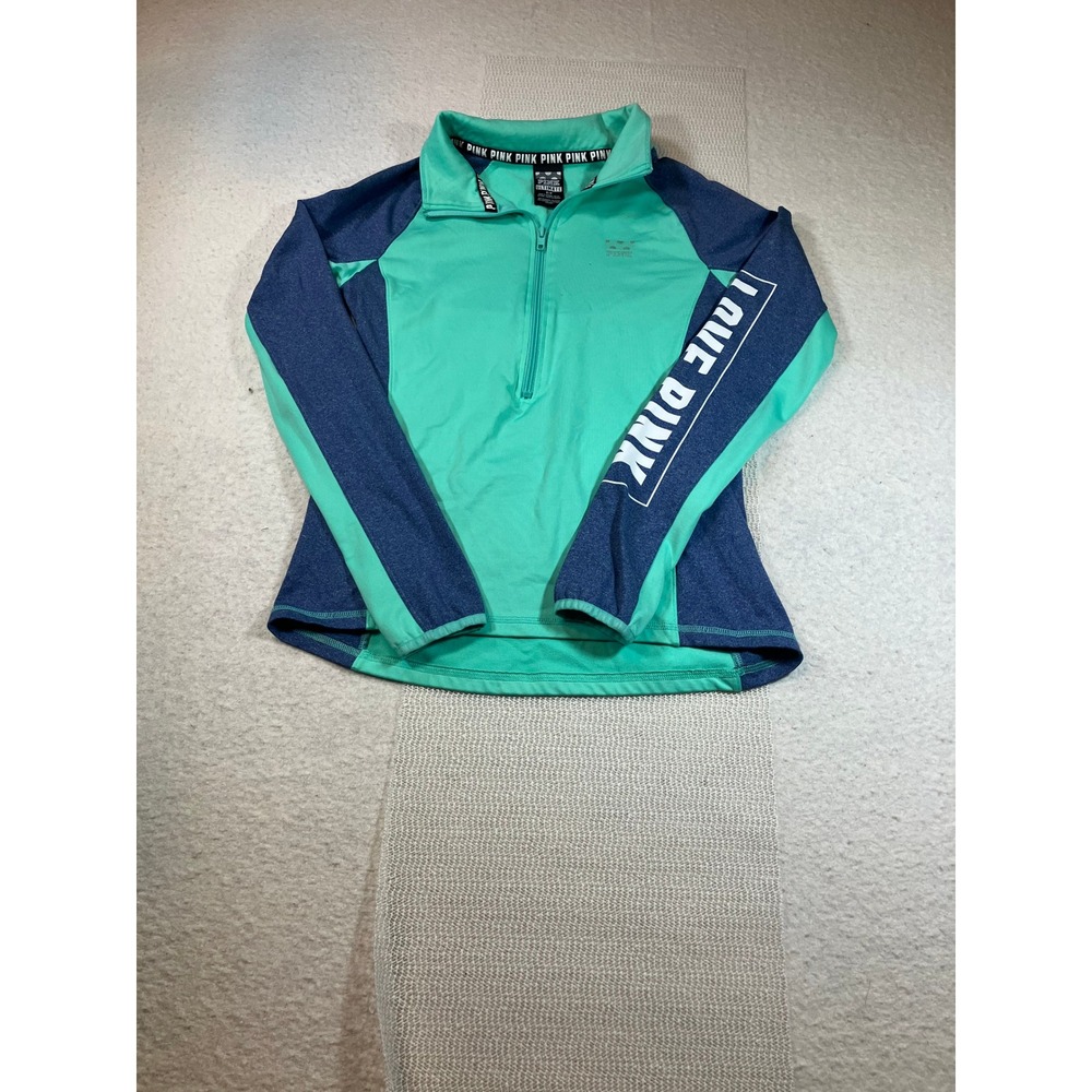 Pink Victoria Secret Ultimate Half Zip Pullover Mint Heather‎ Blue Womens S/P